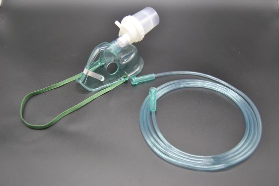 0.4ml Transparent Kinked Ventilator Nebulizer Kit Green Adult Nebulizer Mask
